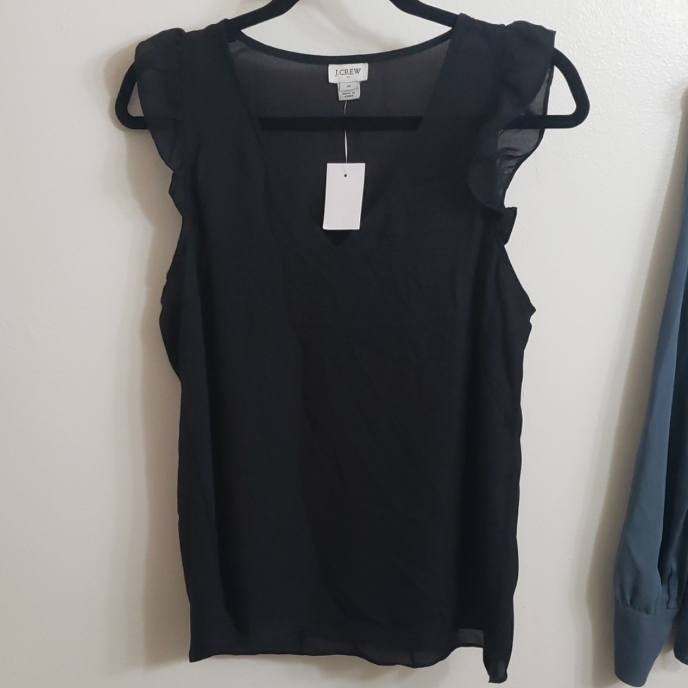 Size 10 NWT J. Crew sheer black blouse